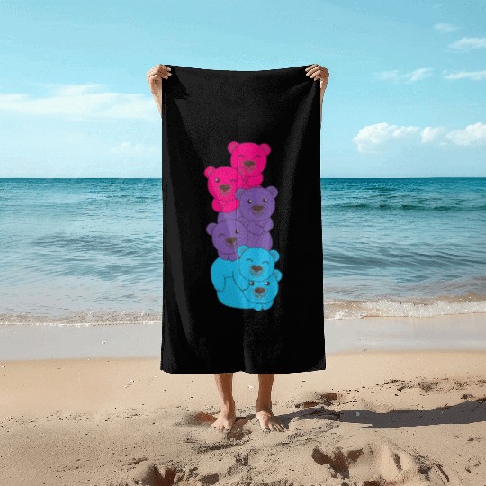 Androgynous Flag Pride Lgbtq Cute Bear Beach Towels