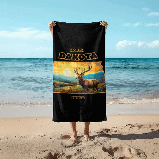 North Dakota - Elk Beach Towels