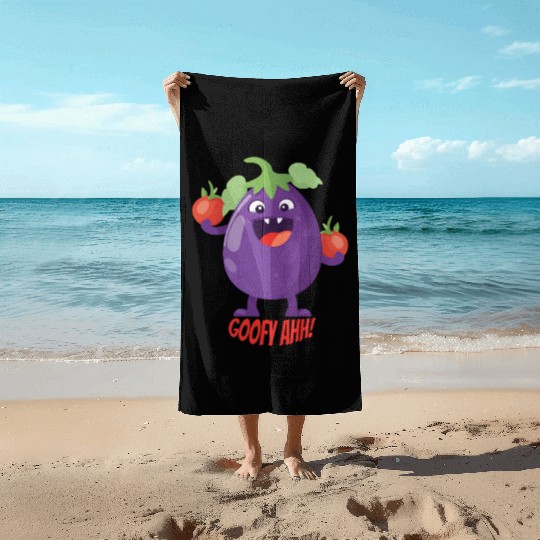 Eggplant Tomato Party Goofy Ahh Beach Towels