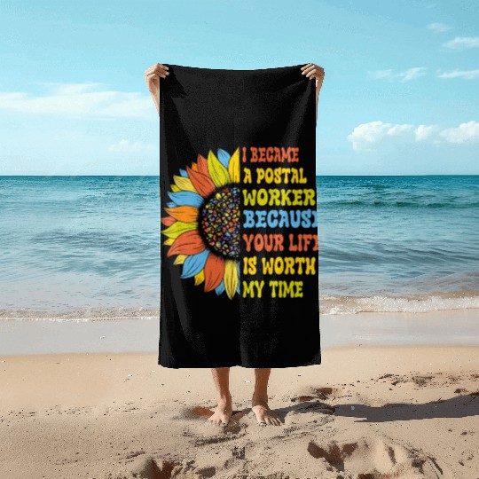 I Became a postal worker Beach Towels