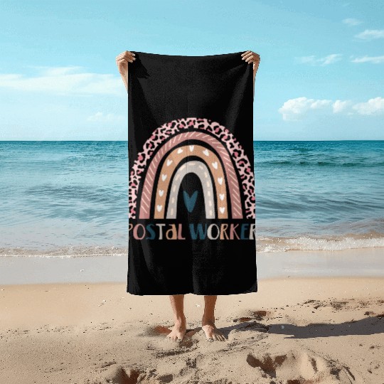 Postal worker rainbow Beach Towels