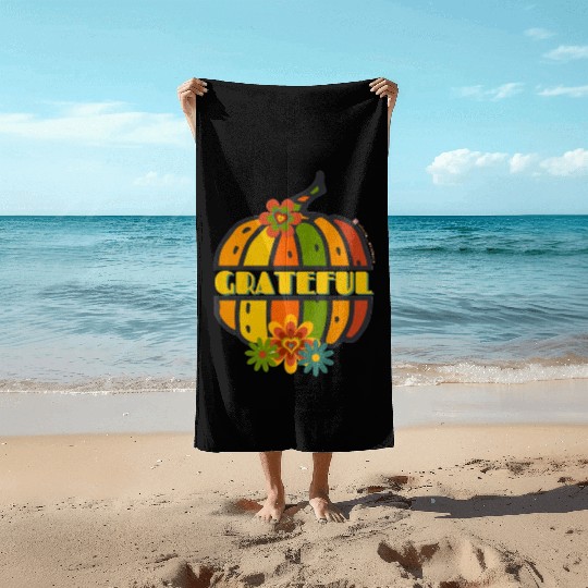 Grateful Pumpkin Beach Towels
