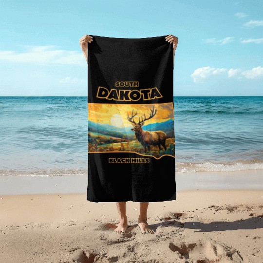 South Dakota - Elk Beach Towels