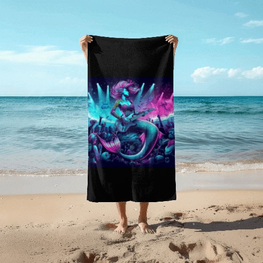rock and roll under the sea Beach Towels