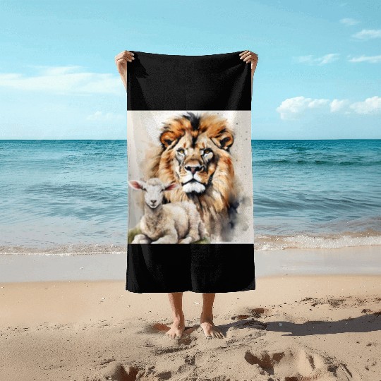Lion and Lamb Christian Apparel Beach Towels