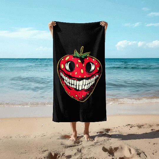 Strawberry Jack-o-lantern Beach Towels
