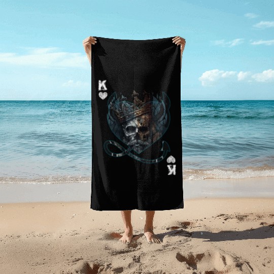 Heart King Playing Card Halloween Gothic Fan Beach Towels