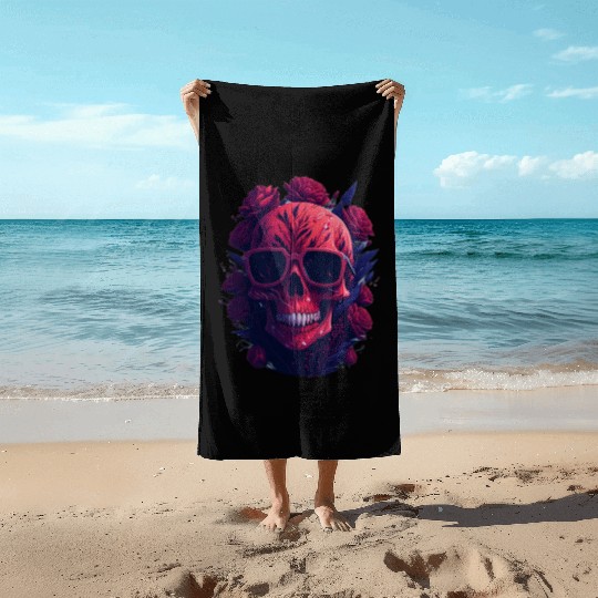 red skull Beach Towels