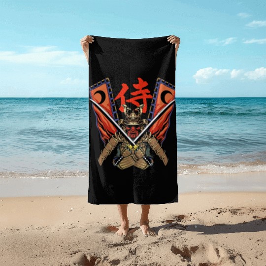 Samurai Warrior Beach Towels