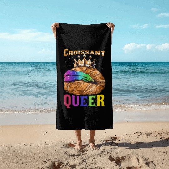 Croissant Queer French Pastry Funny LGBTQ Beach Towels