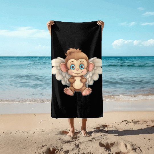 monkey chimpanzee angel flights Beach Towels