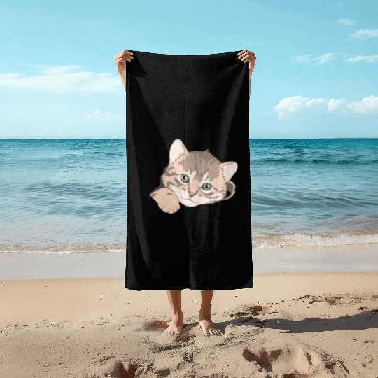 Pocket Baby Cat Beach Towels