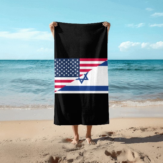 Israel USA flag flags Beach Towels