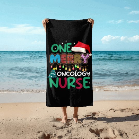 One merry Oncology Nurse Christmas Beach Towels