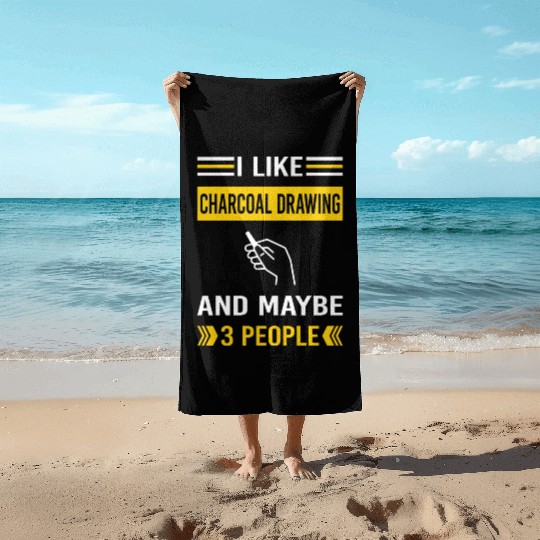 3 People Charcoal Drawing Beach Towels