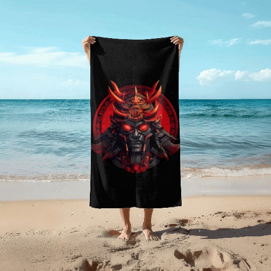 Samurai Mask Beach Towels