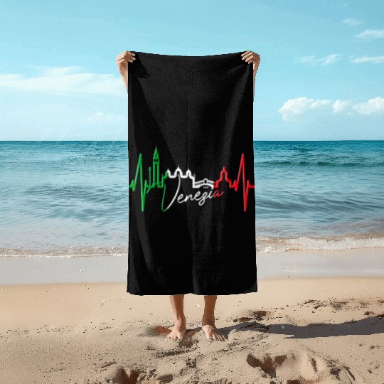 Venice Skyline Italy Heartbeat Italia Love Venezia Beach Towels
