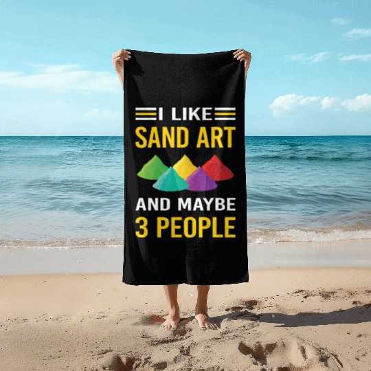 3 People Sand Art Beach Towels