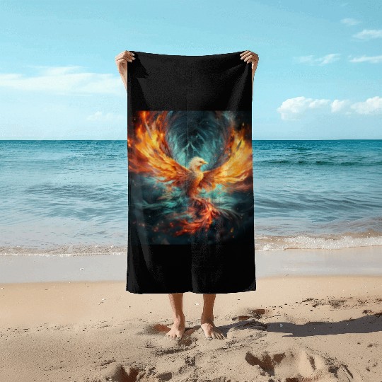 Cosmic Phoenix Beach Towels