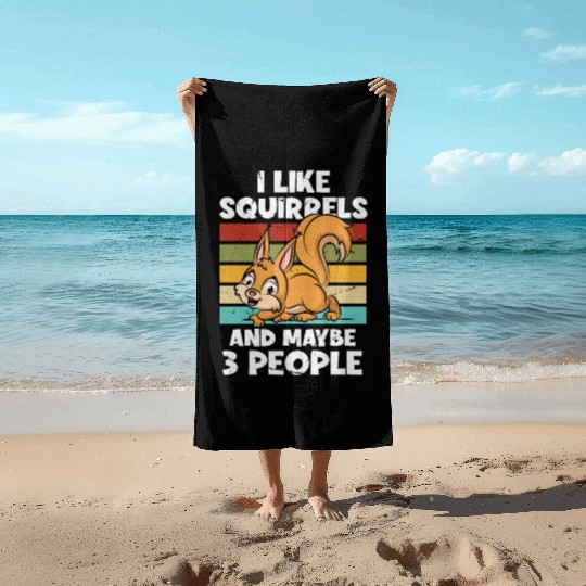I Like Squirrels And Maybe 3 People Fox Japanese Beach Towels