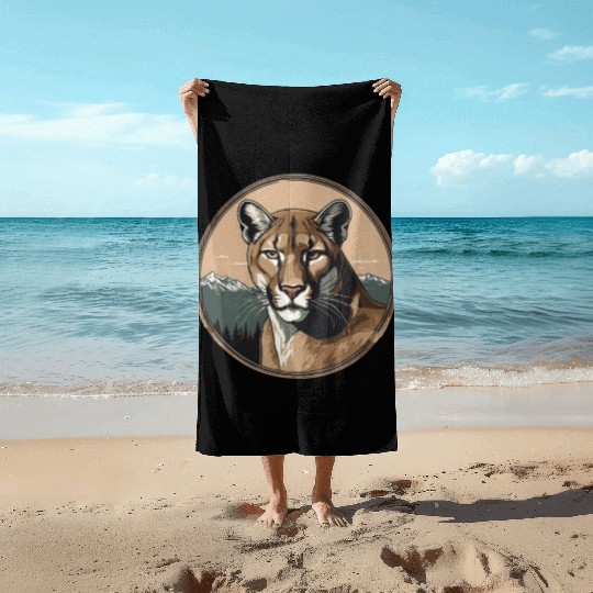 Mountain Lion Cougar Beach Towels