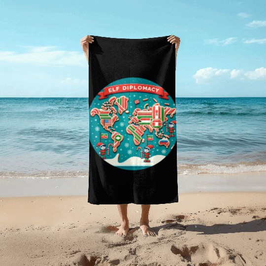 Elf Diplomacy - World Map of Sweet Connections Beach Towels