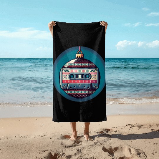 Retro Cassette Tape Christmas Ornament Beach Towels