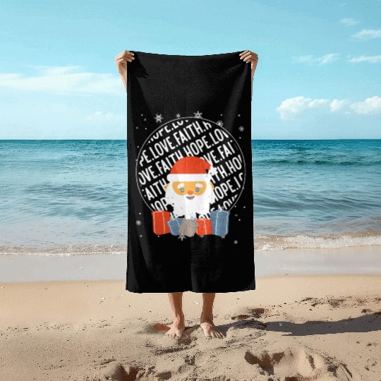 Faith Hope Love Religious Family Christmas Santa Beach Towels
