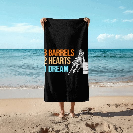 Barrel Racing Western 3 Barrels 2 Hearts 1 Dream Beach Towels