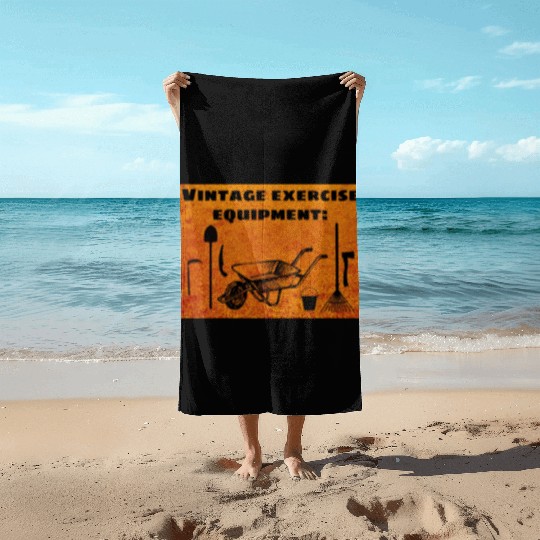 Vintage Exercise Equipment (Orange) - Garden Humor Beach Towels