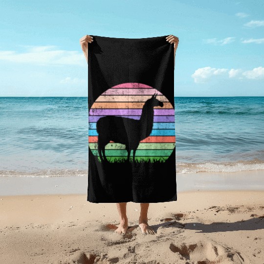 Funny llama lover birthday gift Beach Towels