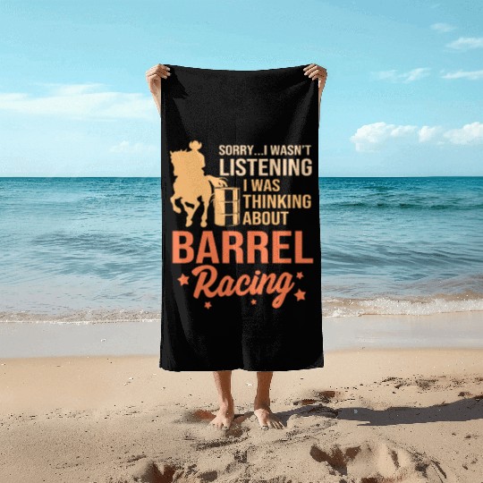 Horseback Riding Cowgirl Funny Barrel Racing Beach Towels