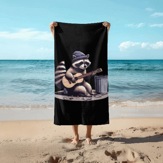 The musical raccoon Beach Towels