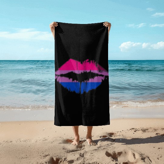 Bisexual Pride Flag LGBTQ Lips Beach Towels
