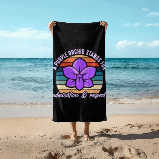 Orchids A Purple Orchid Stands Retro Horticulture Beach Towels