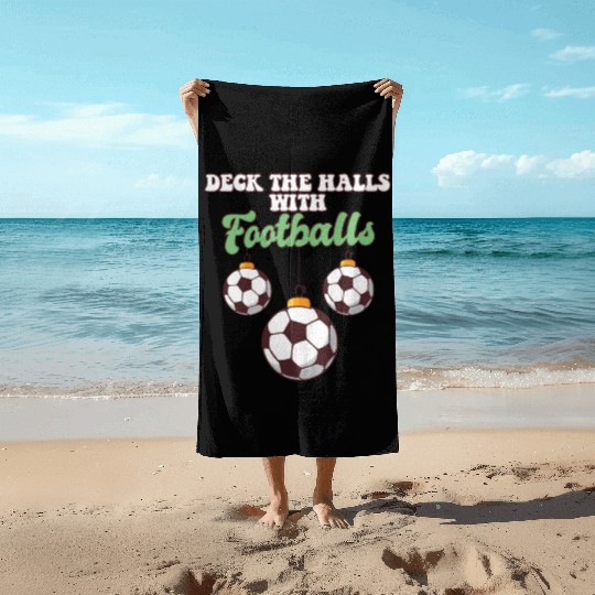 Football Player Coach Christmas Balls Deck The Beach Towels