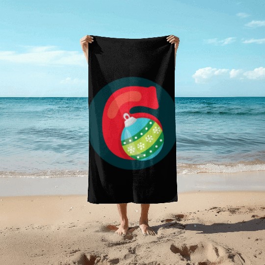 Number 6 Christmas Balls Age Six Beach Towels