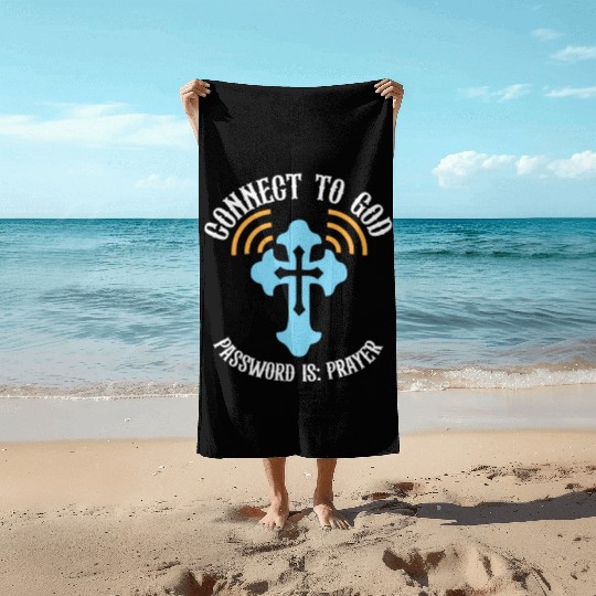 Connect to God I Love Jesus Believer Scripture Beach Towels