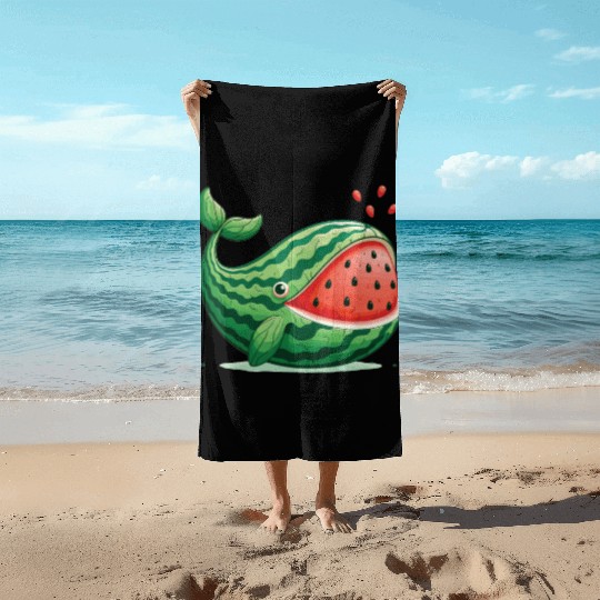 Melon Whale Funny Animal Made Of Vegetables Beach Towels