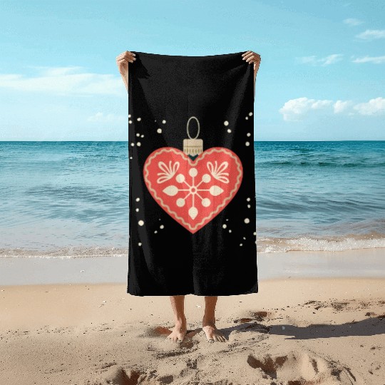Joyful Christmas Ornament Beach Towels