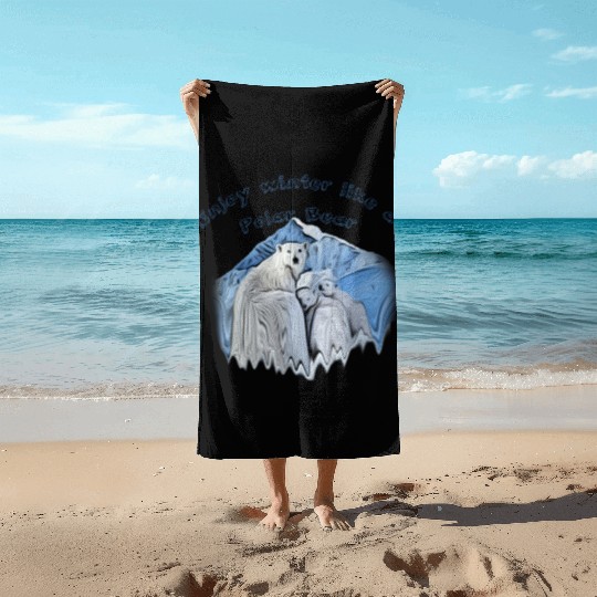 Enjoy winter like a polar bear Beach Towels