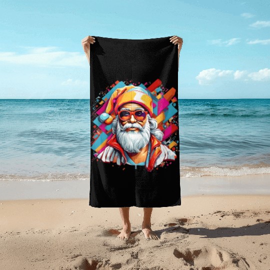 Y2K Santa Claus Beach Towels