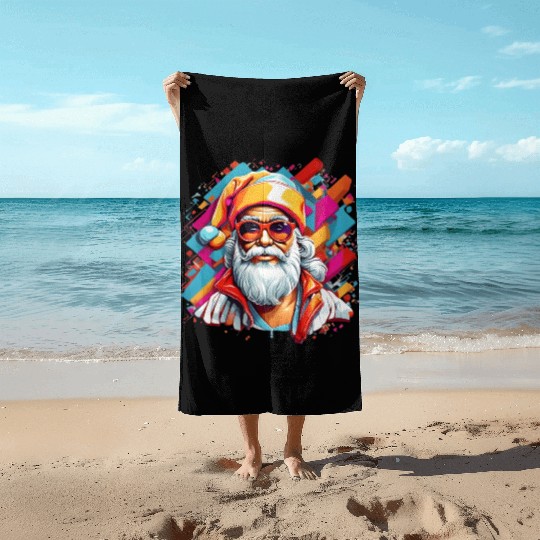 Y2K Santa Claus Beach Towels