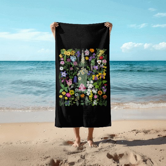 Botanical Wildflower Floral Gardening Beach Towels