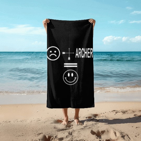 Sad + Archery = Happy archer quote Beach Towels