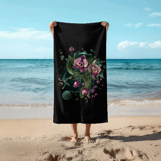 Orchid Inspired Flower Plant Lover Funny Gardening Beach Towels