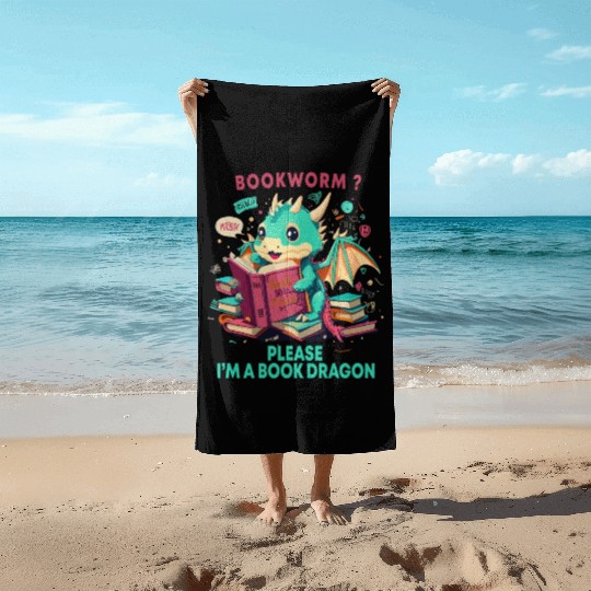 bookworm Please I'm A Book Dragon, Unisex graphic Beach Towels