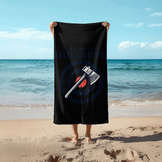Axe Throwing Axe Thrower Lumberjack Funny Bullseye Beach Towels