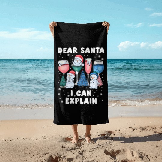 Schneemann Dear Santa I can Explain Funny Beach Towels