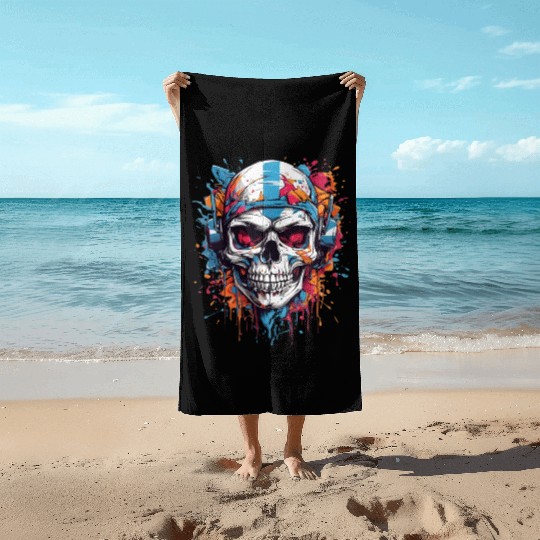 Skull Givin' Raspberry Dk Beach Towels